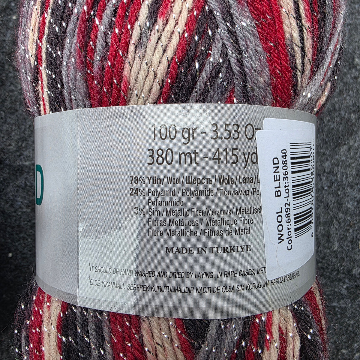 Christmas sock yarn with Lurex