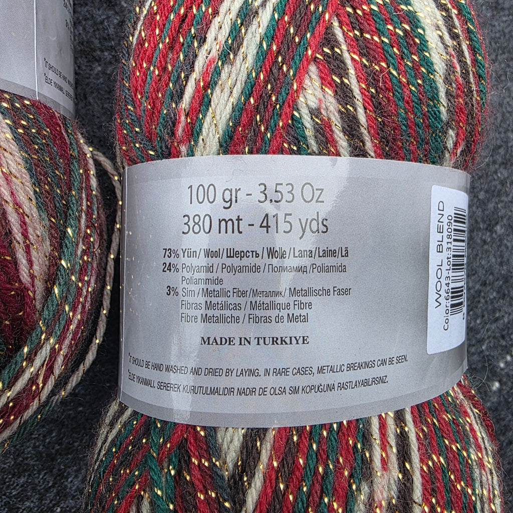 Fil à chaussettes de Noël avec Lurex doré